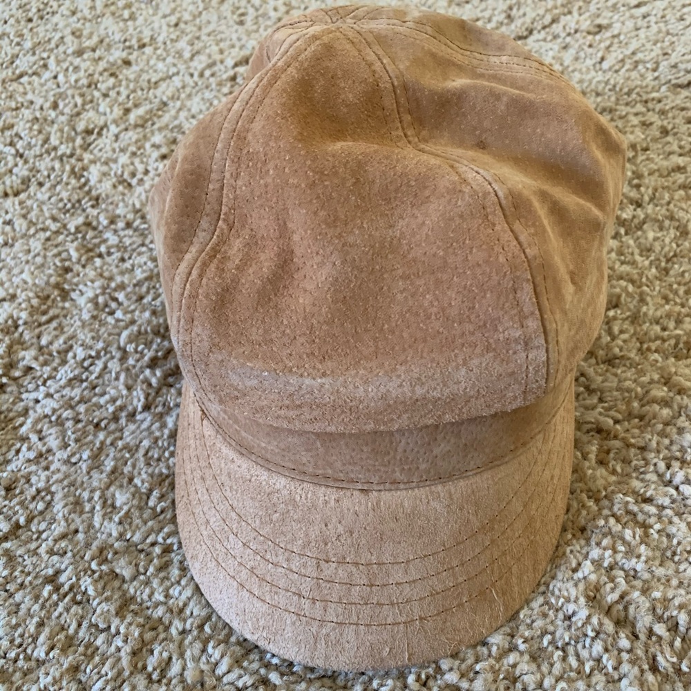 Free people Avery Lieutenant Leather Cap TAN